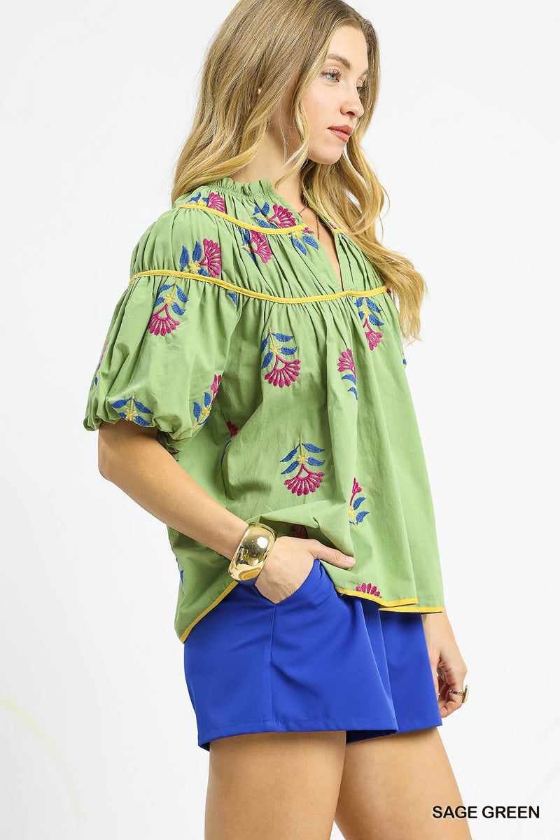 'Meadow Bloom' Top - Sage