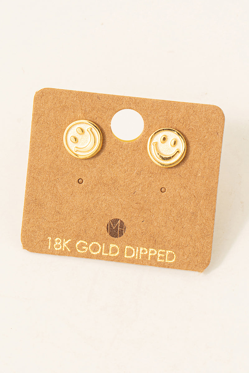 Smiley Face Studs - Gold