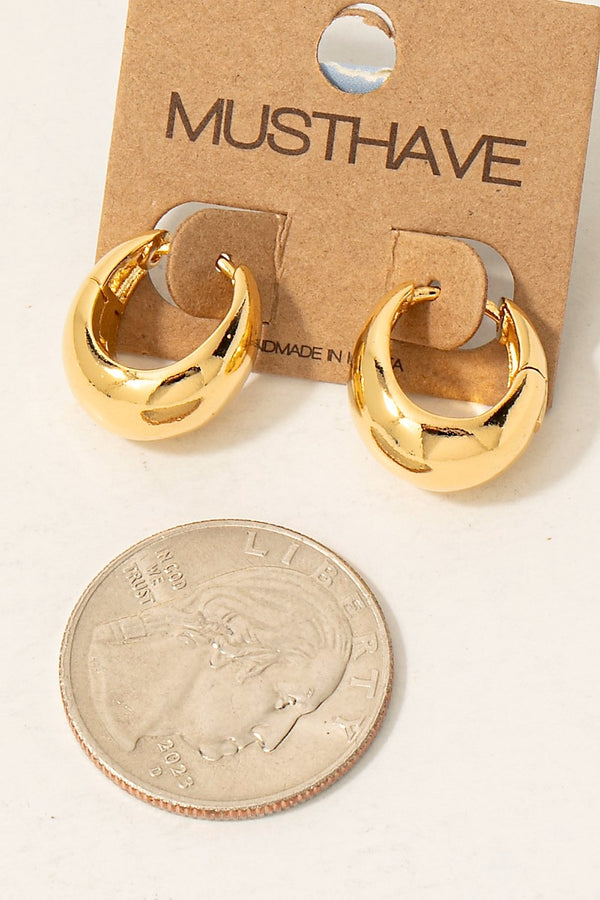 Rounded Hoop Earrings - Gold