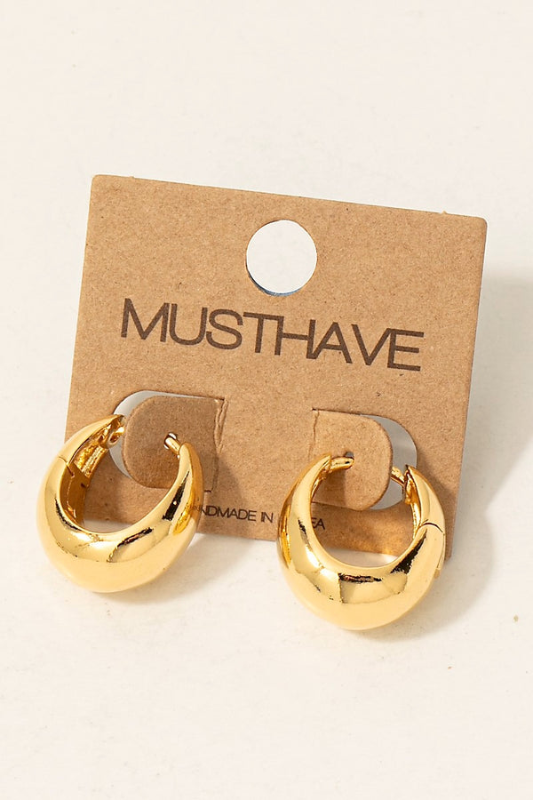 Rounded Hoop Earrings - Gold