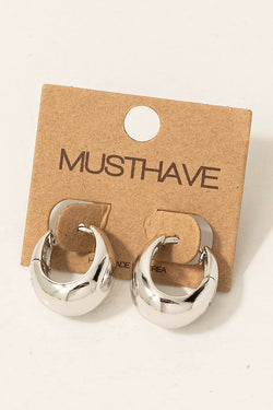 Rounded Hoop Earrings - Silver