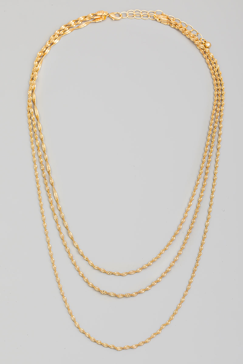 Layered Twisted Chain Necklace