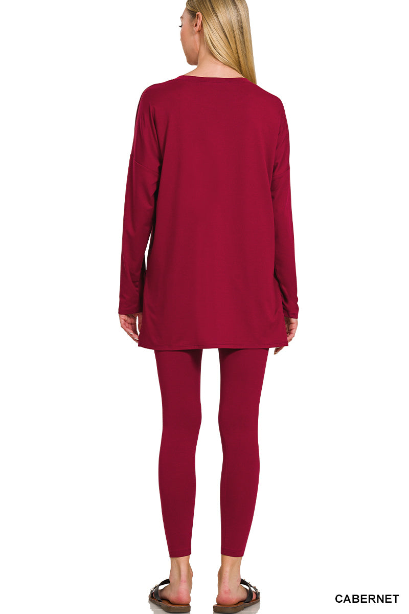 Long Sleeve Lounge Set - Cabernet