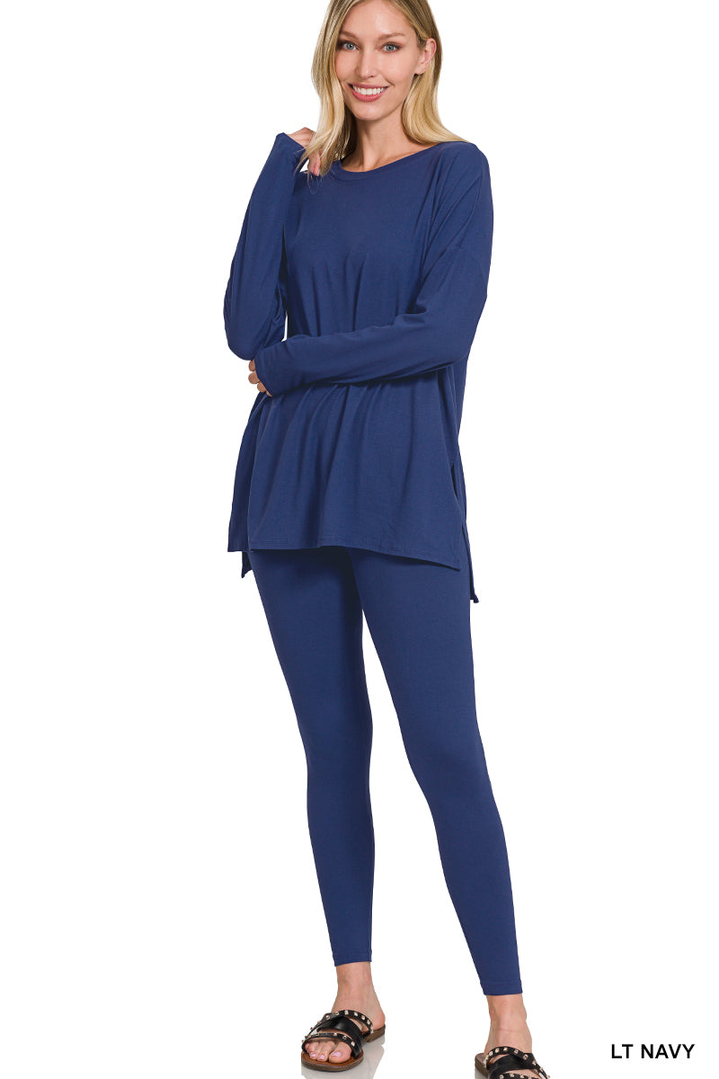 Long Sleeve Lounge Set - Light Navy