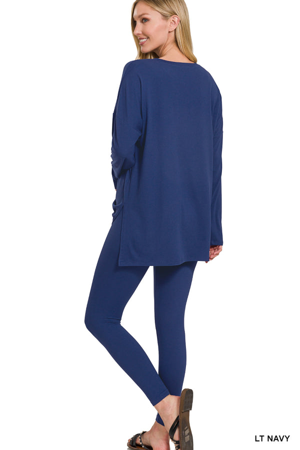 Long Sleeve Lounge Set - Light Navy