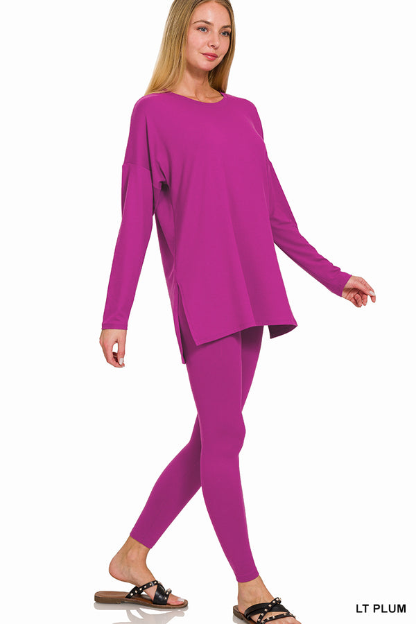 Long Sleeve Lounge Set - Light Plum