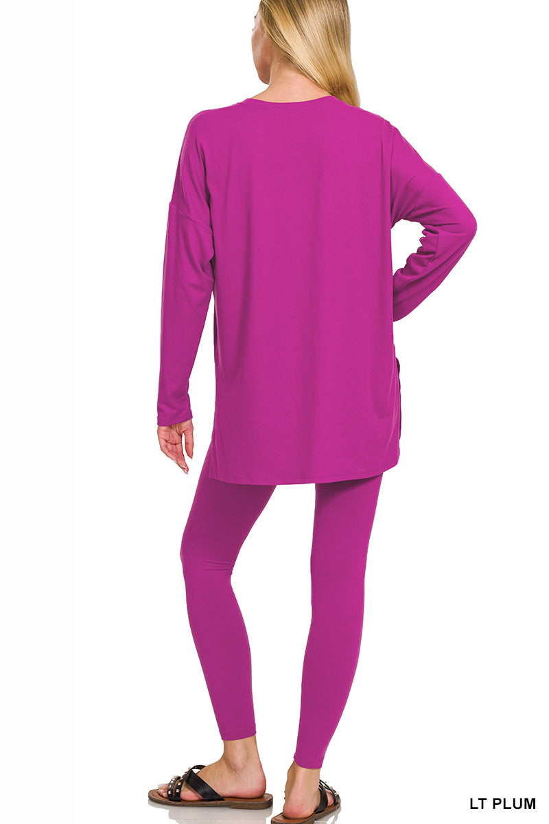 Long Sleeve Lounge Set - Light Plum