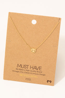 Mini Smiley Face Necklace - Gold