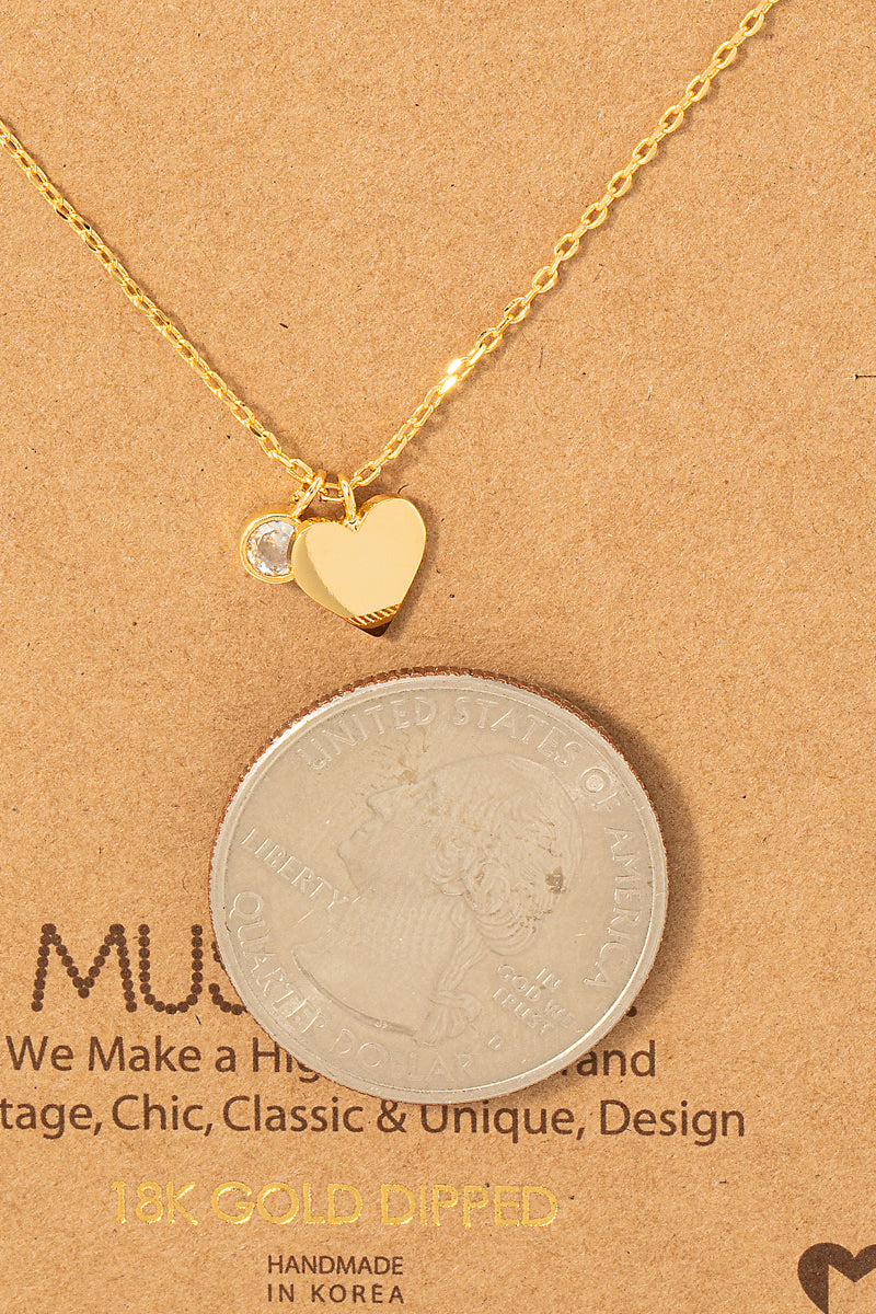 Heart Charm Necklace - Gold