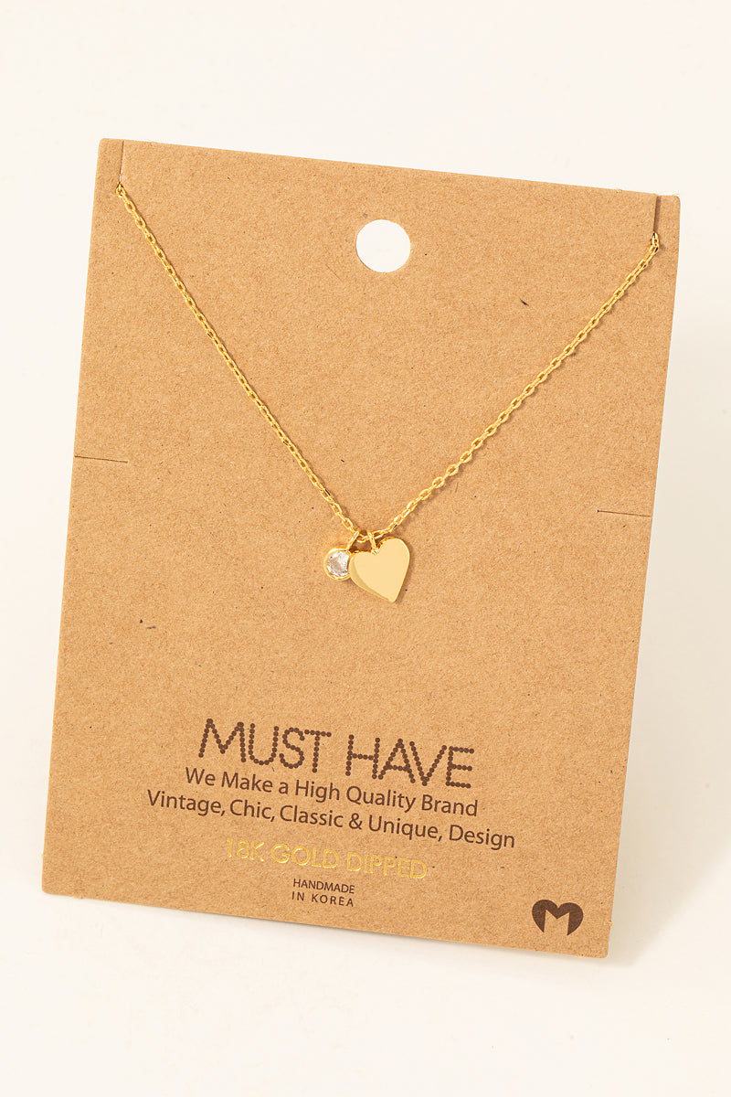 Heart Charm Necklace - Gold