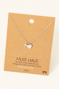 Heart Charm Necklace - Silver