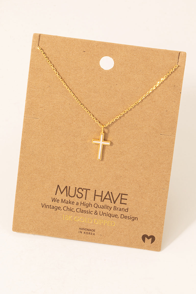 Cross Shell Pendant Necklace