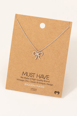 Bow Pendant Necklace - Silver