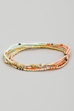 Dainty Bracelet Set - Orange/Mint