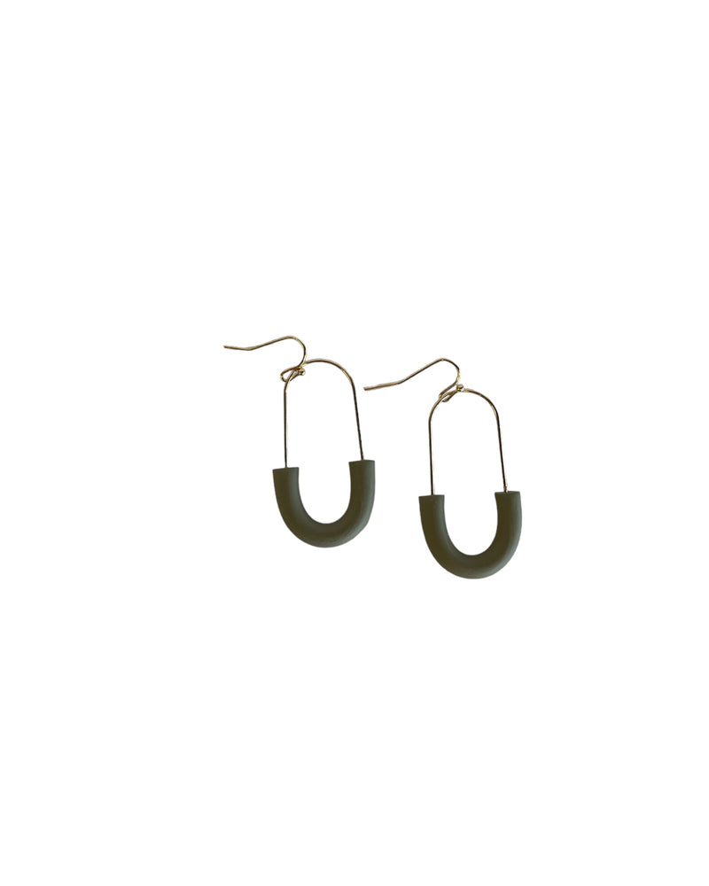 Oval Clay Earrings - Olive