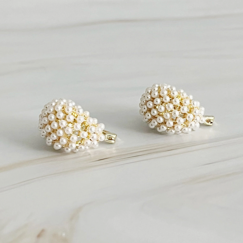 Pearl Knit Hoop Earrings