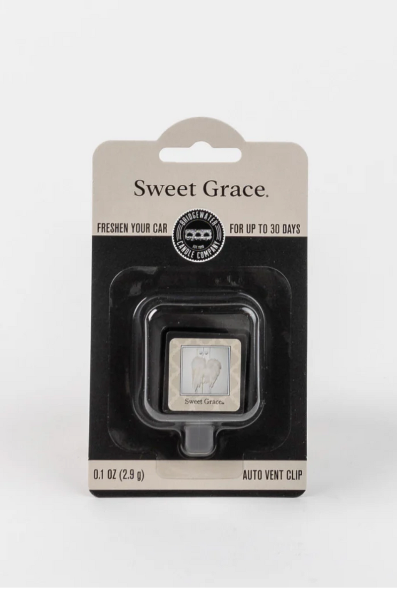 Sweet Grace car air freshener clip in packaging on a white background