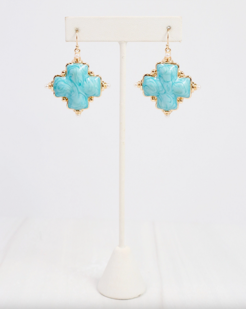 Enamel Cross Earrings
