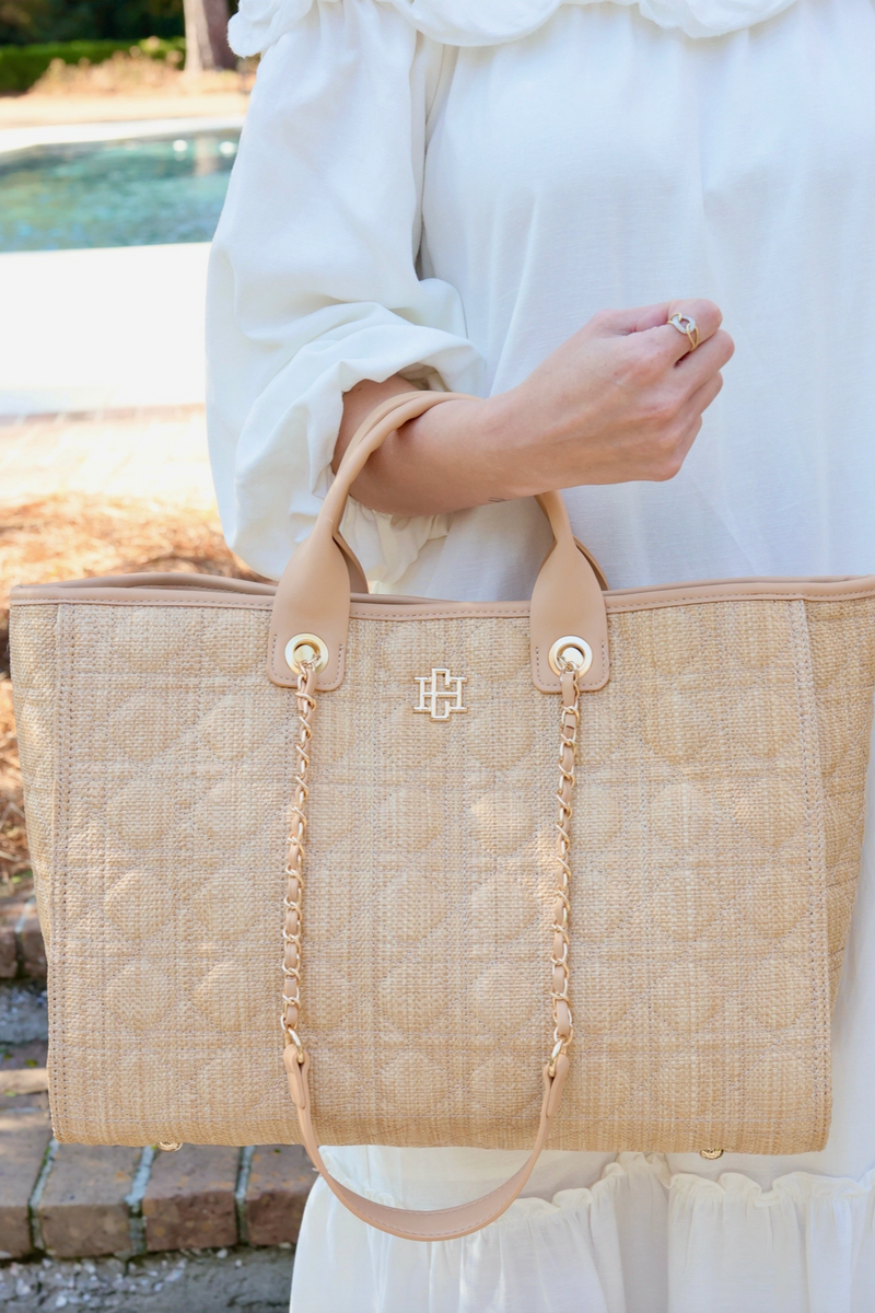 Melissa Tote Bag - Natural Quilted