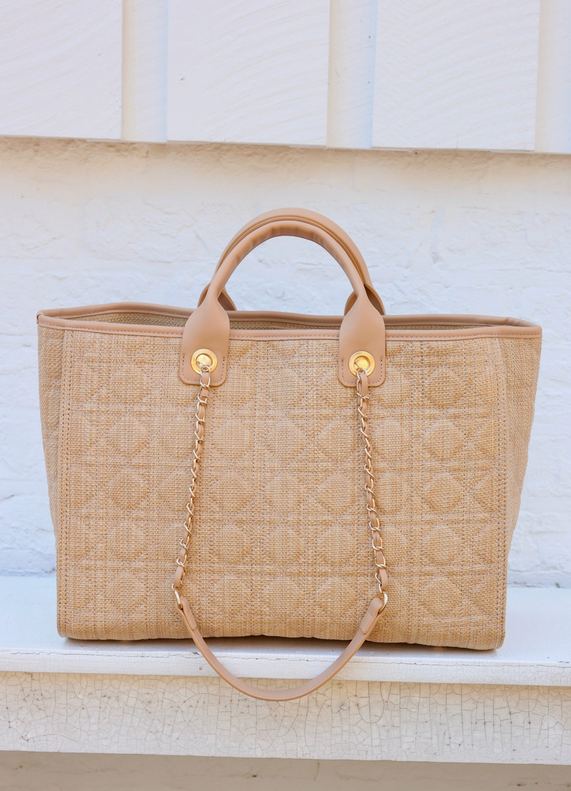 Melissa Tote Bag - Natural Quilted