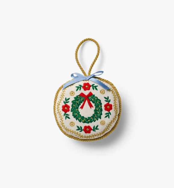Christmastide Embroidered Ornament - Wreath | Rifle Paper Co.