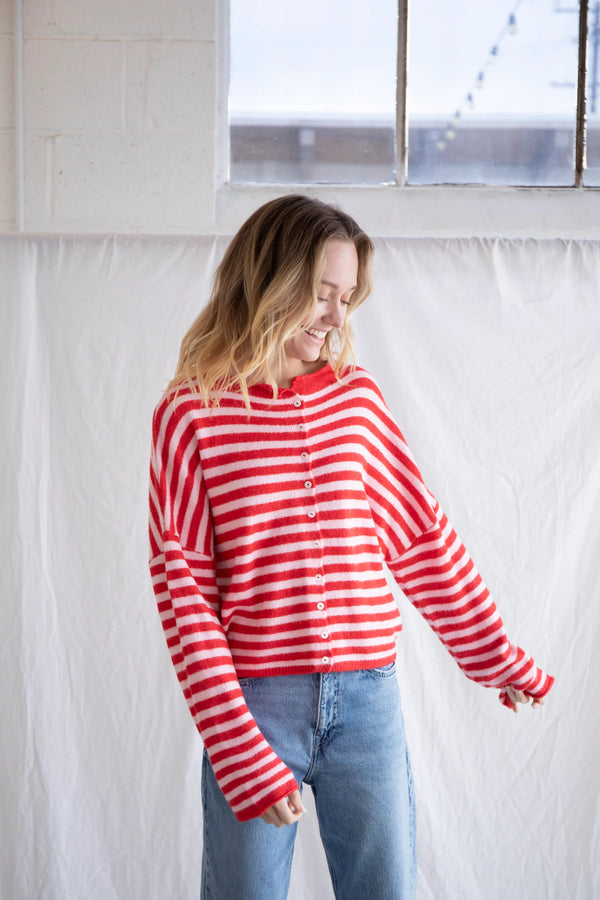 Piper Cardigan - Red/Pink