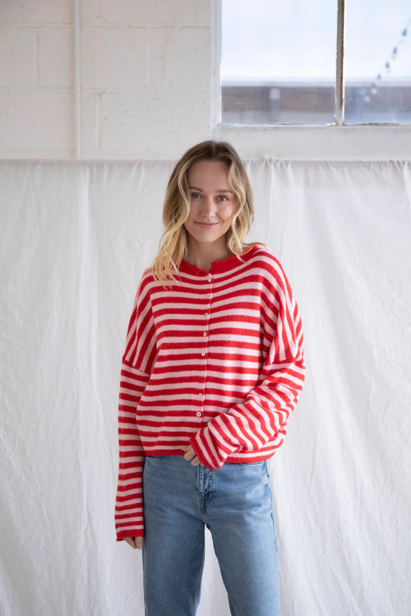 Piper Cardigan - Red/Pink