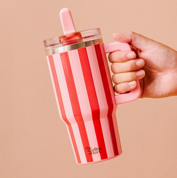 20 Oz Lifestyle Flip Straw Tumbler - Peppermint Stripes
