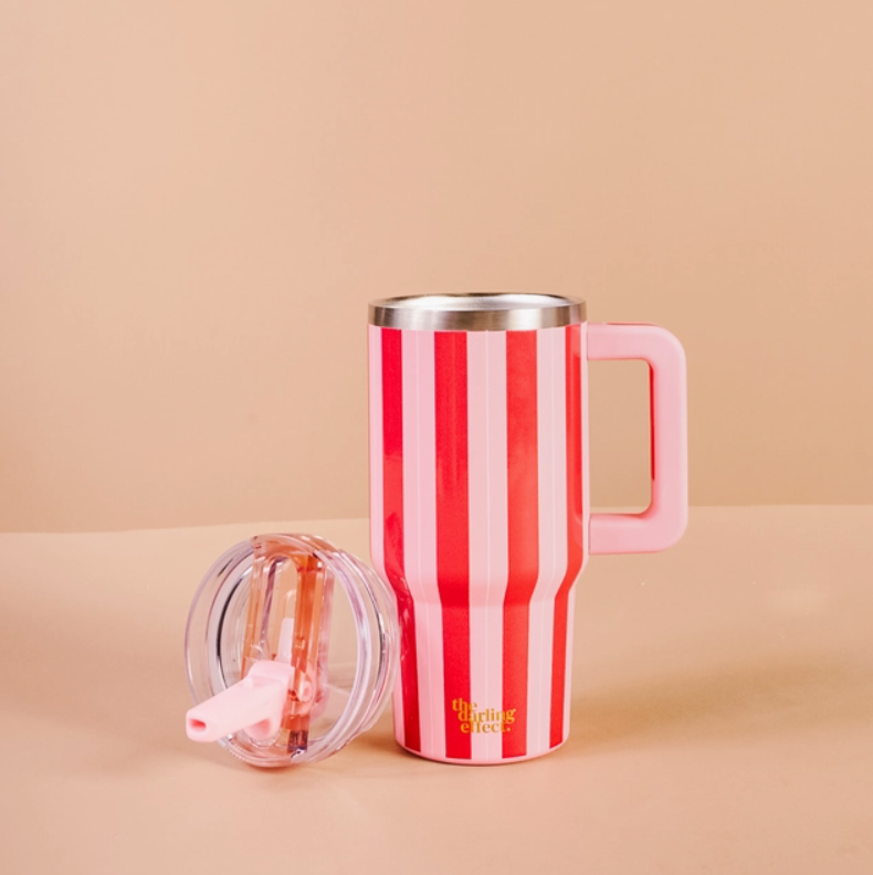20 Oz Lifestyle Flip Straw Tumbler - Peppermint Stripes