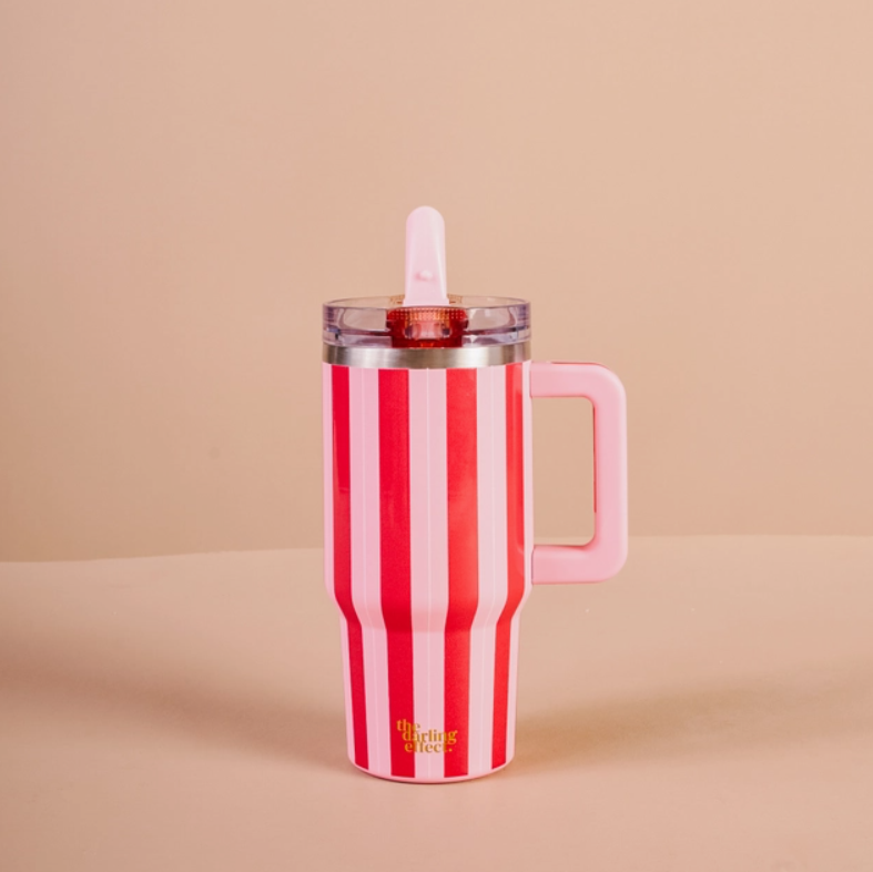 20 Oz Lifestyle Flip Straw Tumbler - Peppermint Stripes