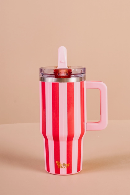 20 Oz Lifestyle Flip Straw Tumbler - Peppermint Stripes