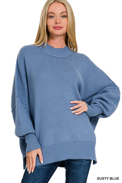 Oversized Knit Sweater - Dusty Blue