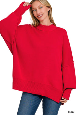 Oversized Knit Sweater - Ruby