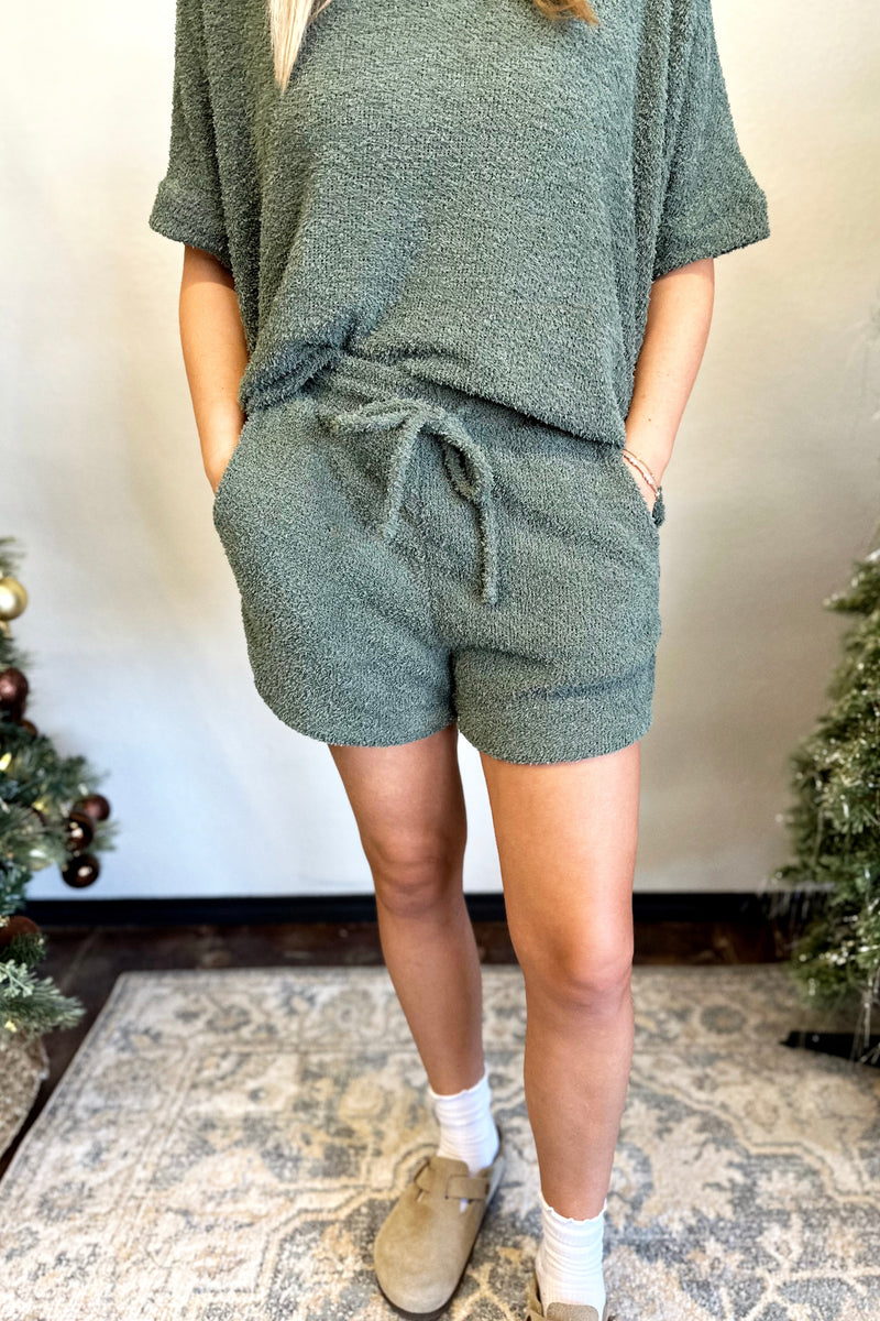 'Cozy Club' Shorts - Sage