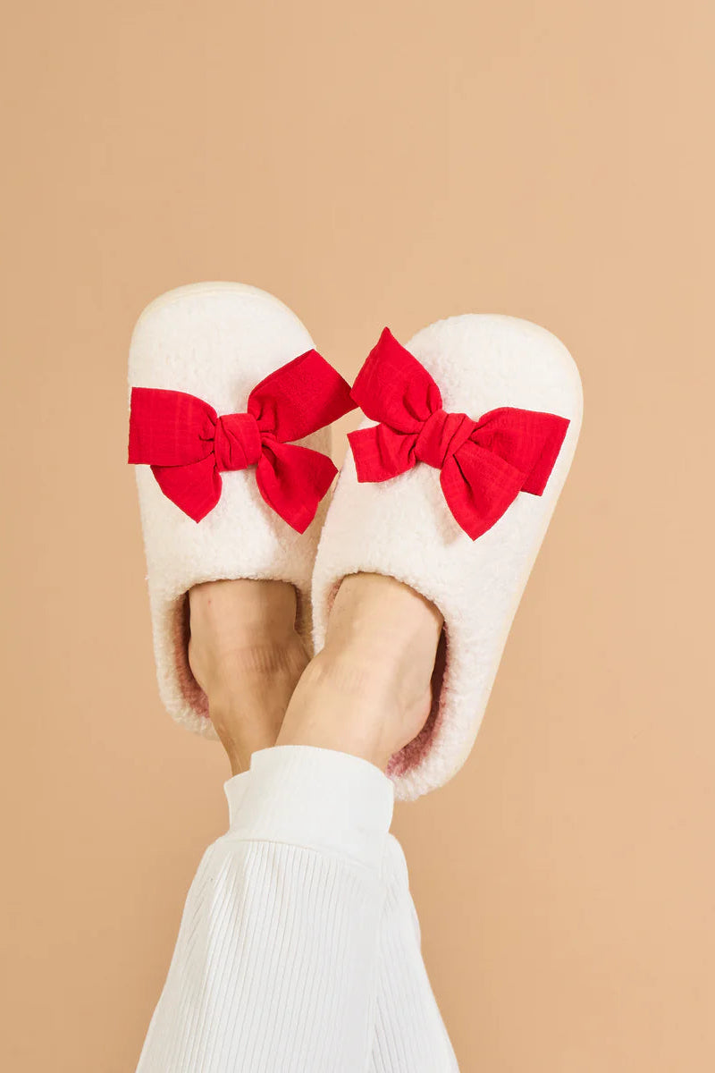 Fuzzy Slippers - Betty Box Red