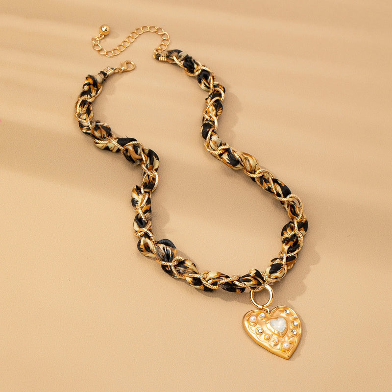 Leopard Cord Charm Necklace