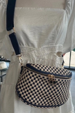 Birdie Crossbody Bag - Navy Checkered