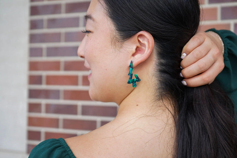 Christmas Tree Hoops - Dark Green