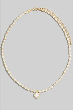 Mother of Pearl Clover Beaded Necklace