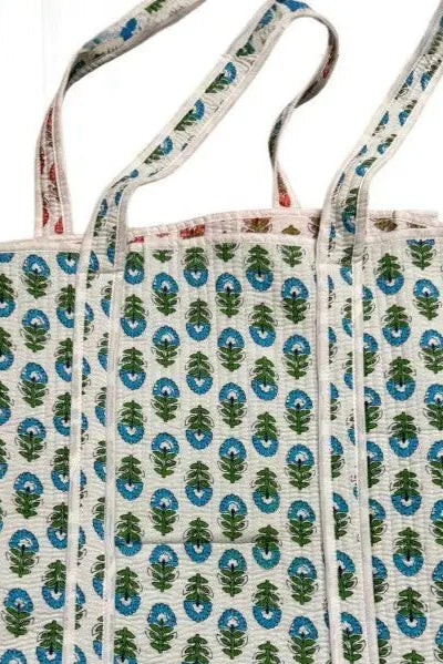 Aster Floral Print Quilted Tote Bag
