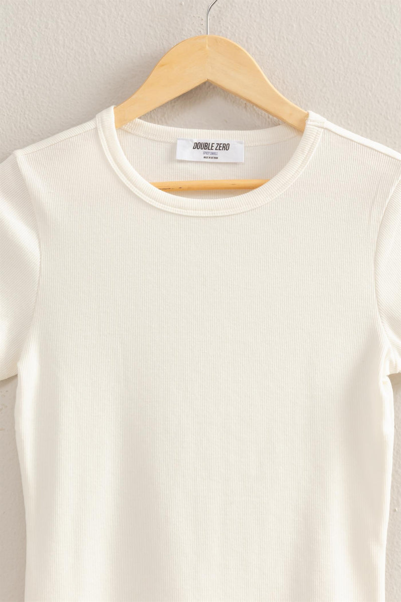 Ribbed Crew Neck Tee - Off White