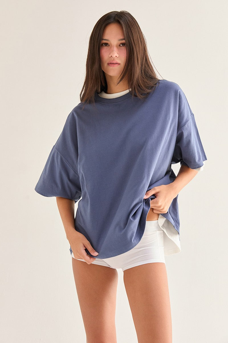 Oversized Tee - Dusty Navy