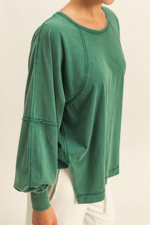 Side Slit Tee - Dark Green