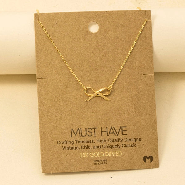 Bow Pendant Necklace - Gold