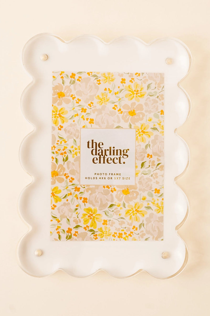 Rectangle Scalloped Acrylic Frame - White