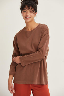 Oversized Long Sleeve Tee - Chestnut