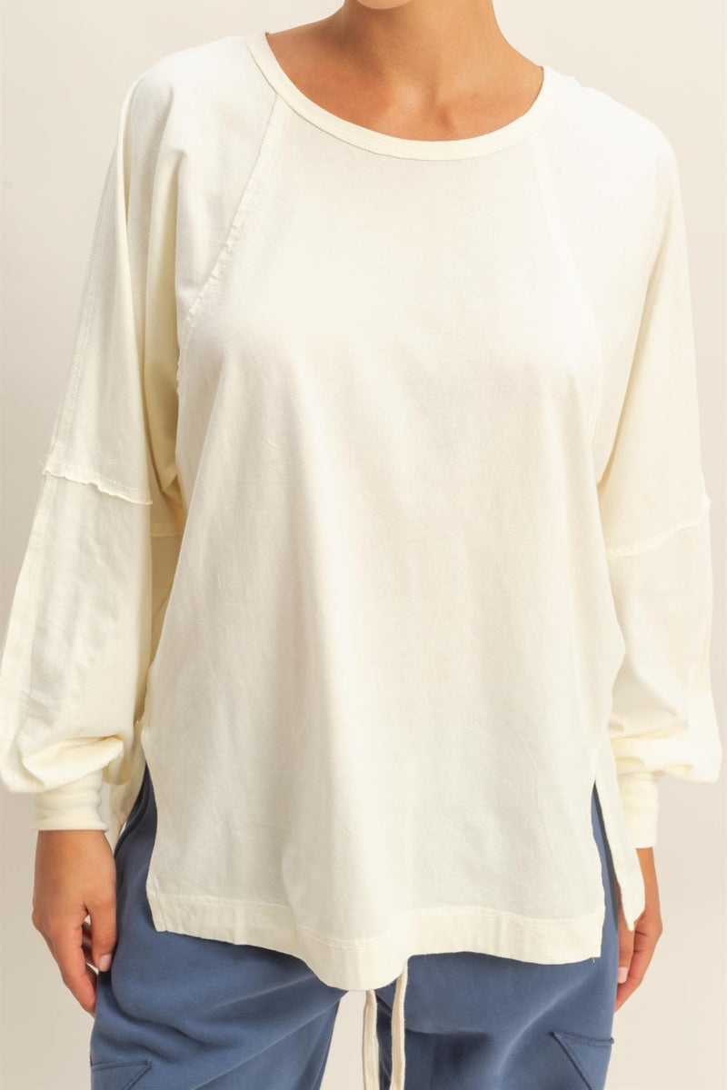 Side Slit Tee - Cream