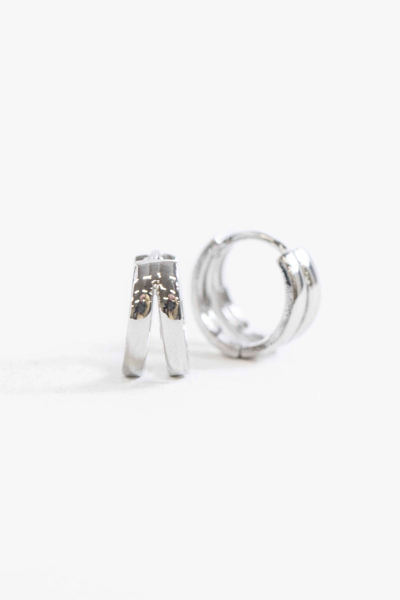 Split Huggie Hoop Earrings | Silver