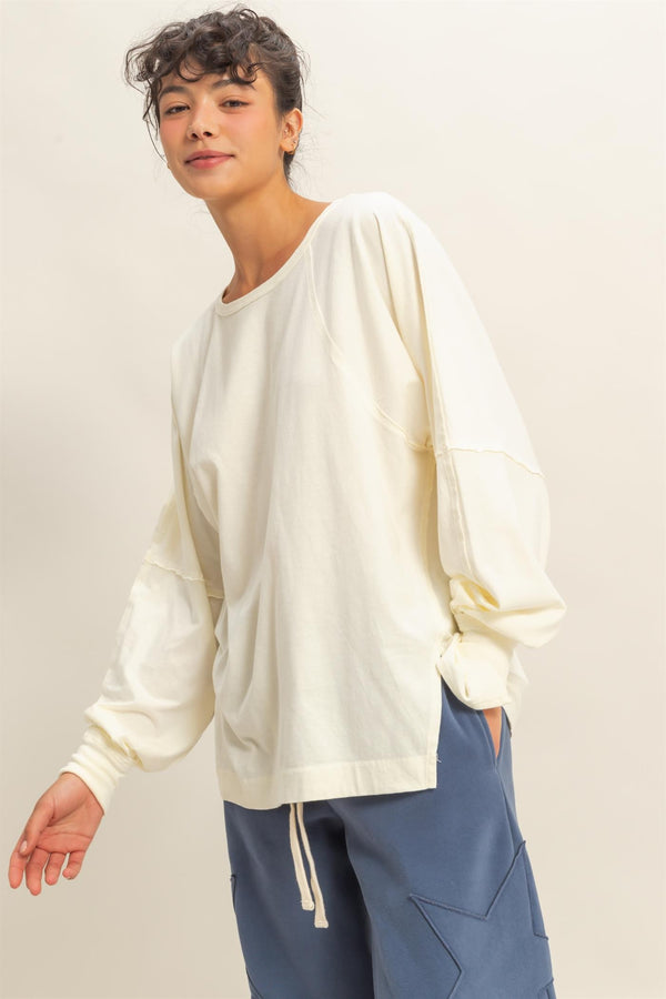 Side Slit Tee - Cream