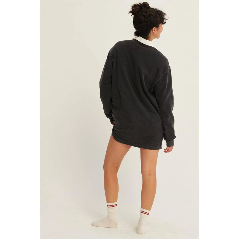 Oversized Mini Sweatshirt Dress - Black